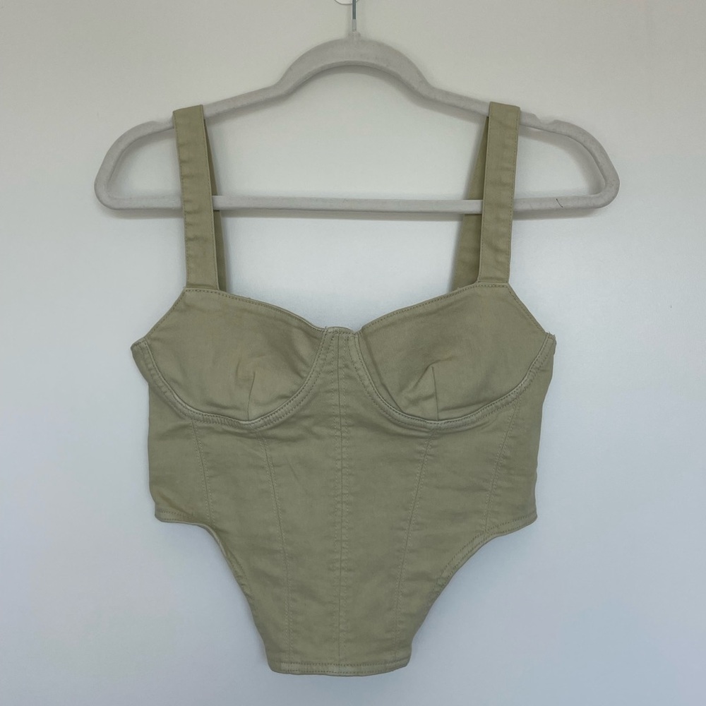 Zara Light Olive bustier top